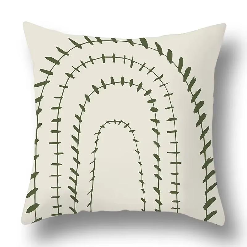 Green Plant Flower Abstract Single-Sided Print Pillowcase – Car, Sofa, Bedroom & Bedside Decorative Cushion Cover