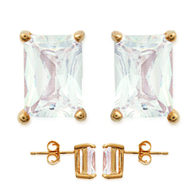 [K5148] - Gold Plated Earrings 'Essentiel' Golden White - 8x5 Mm