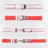 Swatch x Omega compatible rubber strap with type D-buckle, double-line (white/red line)