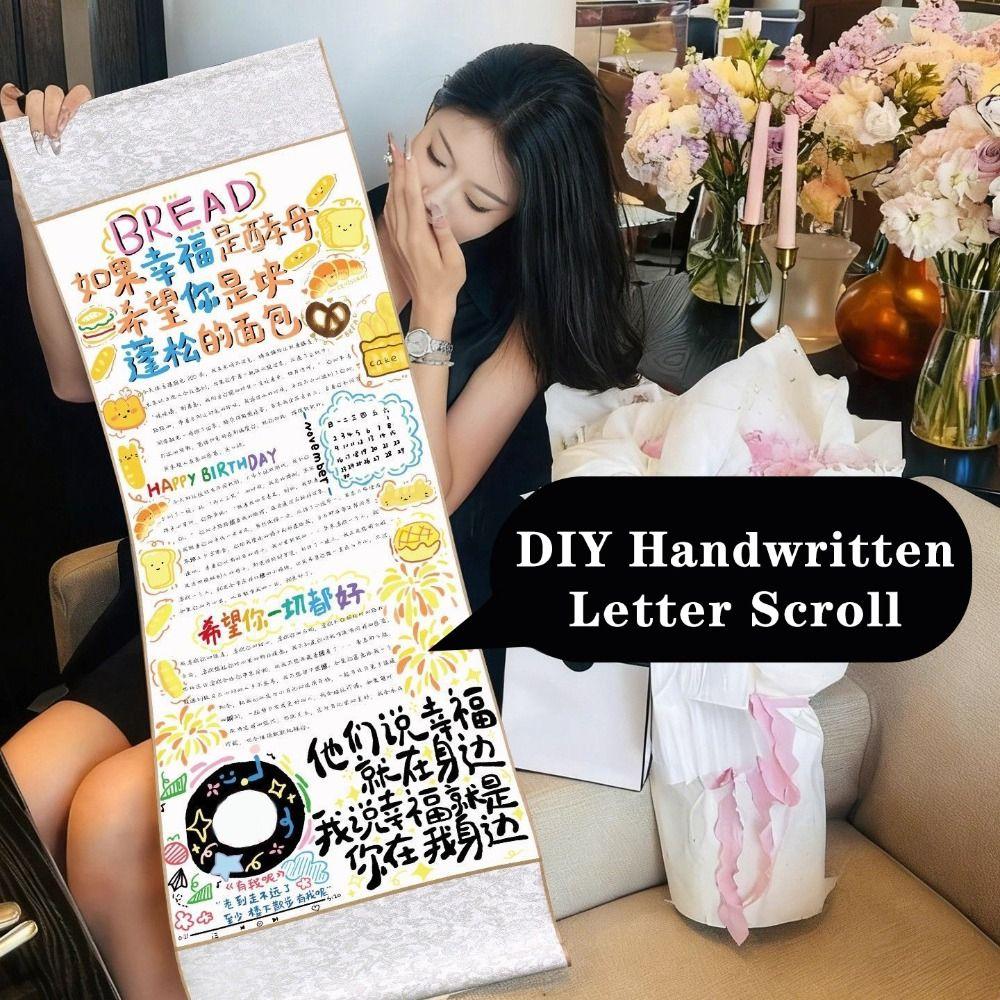 Blank Rice Paper Scroll Thickened Chinese Calligraphy Scroll DIY Handwritten Letter Scroll  Gift