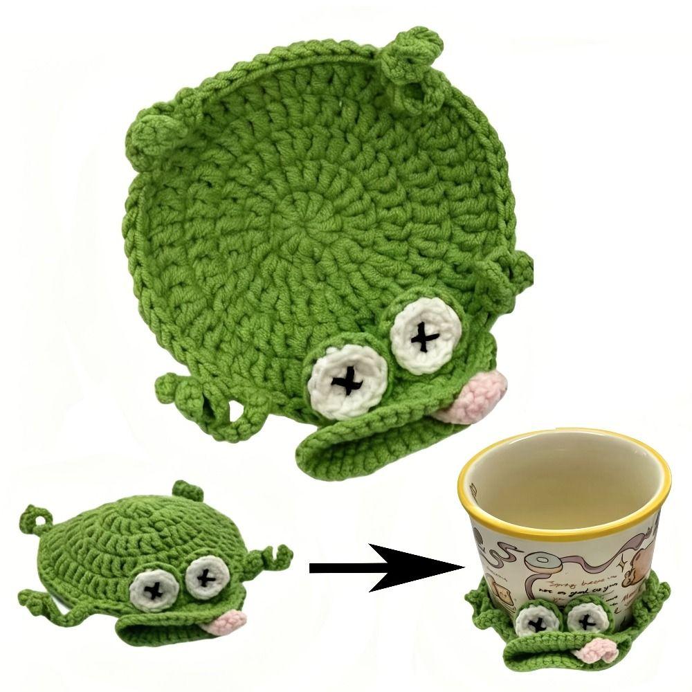 Non-Slip Crochet Squirrel Coasters Creative Knitted Animal Mat Durable Water Cup Mat Tableware