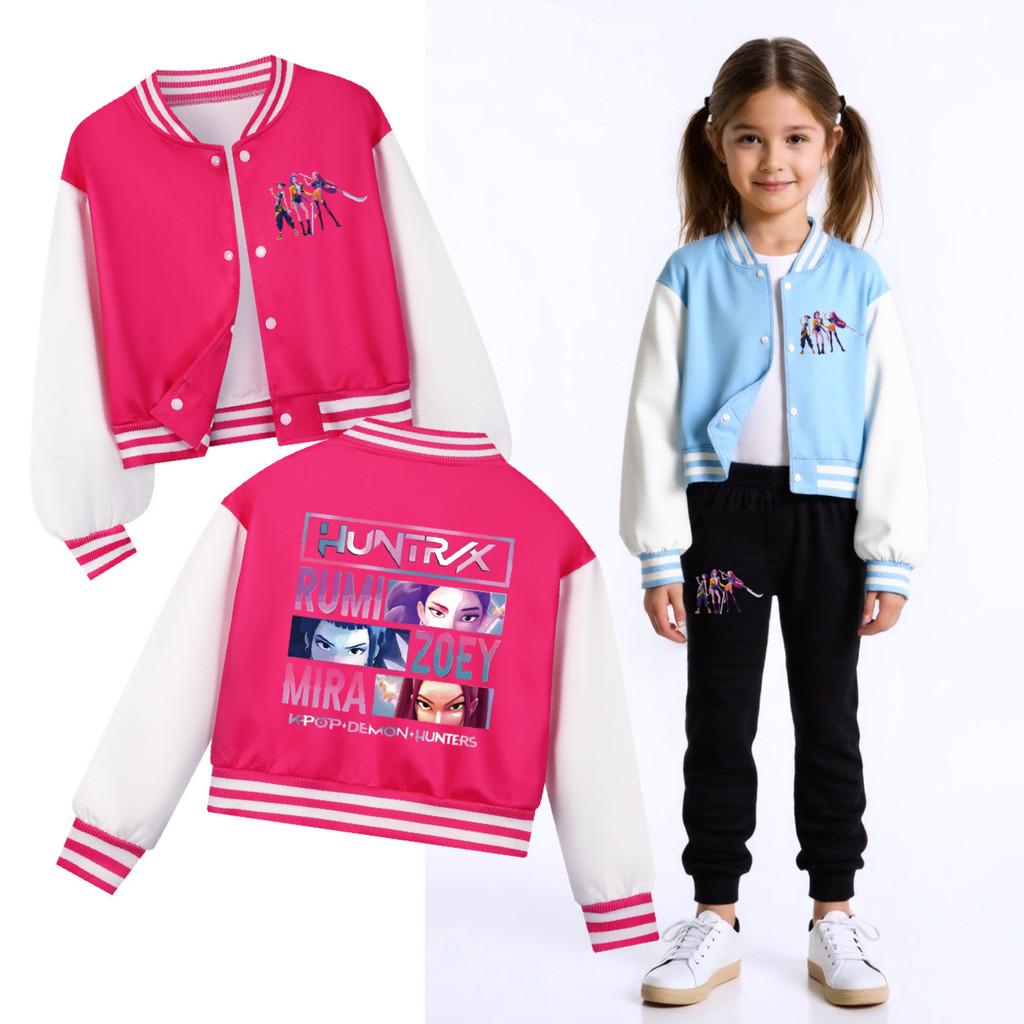 Bambine Ragazze Anime Cartone Animato Cantante POP Super Star Rumi Zoey Mira Stampato Casual Maniche Lunghe Giacca da Baseball Cappotto