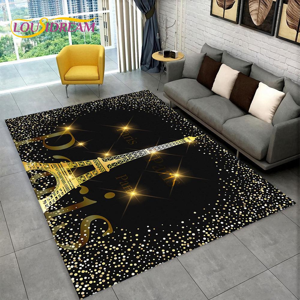 France Paris Eiffel Tower Romantic Art Area Rug,Carpet Rug for Living Room Bedroom Sofa Doormat Kitchen Decor Non-slip Floor Mat