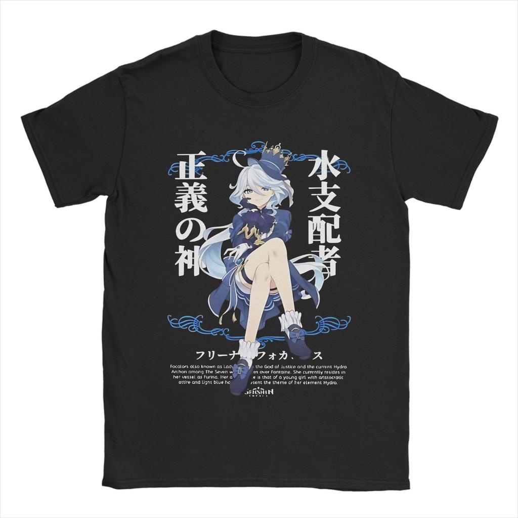 Leisure Furina Tshirts For Unisex Unisex Round Neck 100 Cotton T Shirts Genshin Impact Game Tee Shirt Plus Size Clothing
