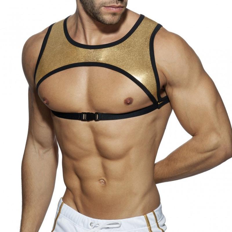 Tank Tops JOCKMAIL Fashion Men's  Hollow-out Vest Cropped One Size Adjustable Bust Non-stretchy Neoprene Material Chest Support Strap Harness