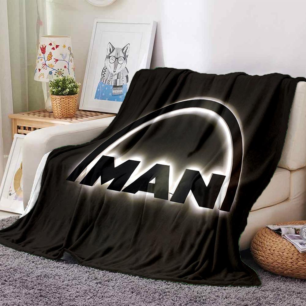 Man Logo Flannel Blanket Super Soft Warm Cozy Blanket for Sofa Bed Office Travel All‑Season Home Decor Gift