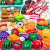 Kids' Pretend Play Kitchen Set: Cuttable Fruits, Vegetables & Pizza