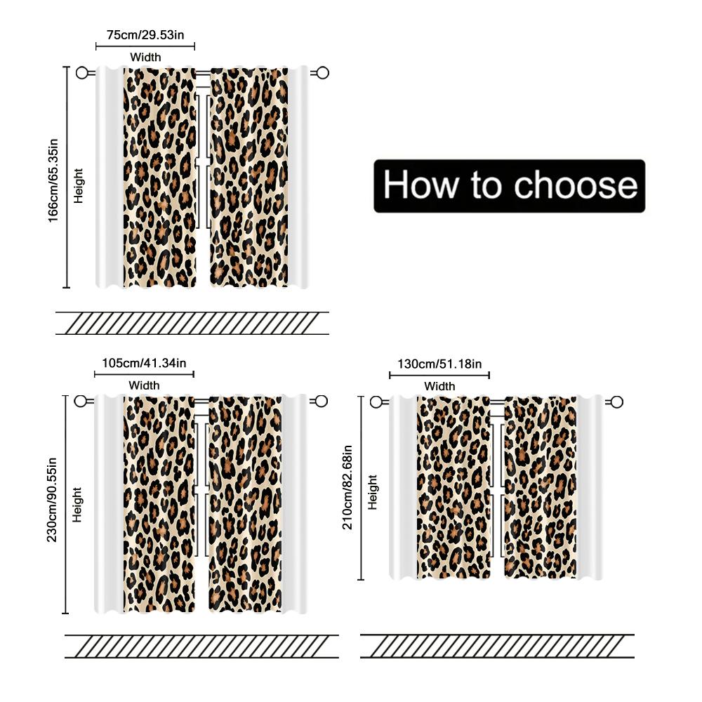 Set Of 2 Filtering Curtains Excluding Rods Non Movable Without Batteries Leopard Use Bedrooms Living Rooms Curtain For Area Made Polyester