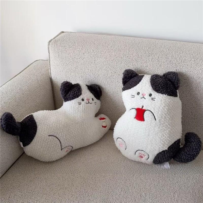 Cat Plush Cushion With Embroidered Cartoon Design For Living Room Decor