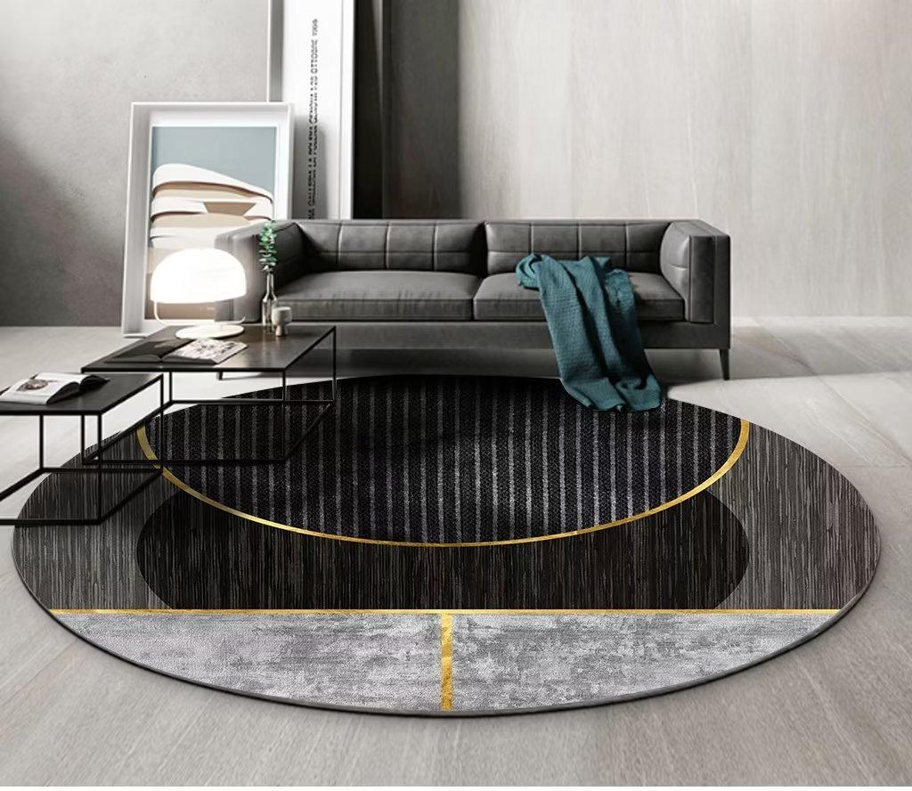 Nordic Round Printed Carpet Abstract Art Large Rugs for Living Room 200cm Coffee Table Rug Room Decor Bedroom Non-slip Chair Mat