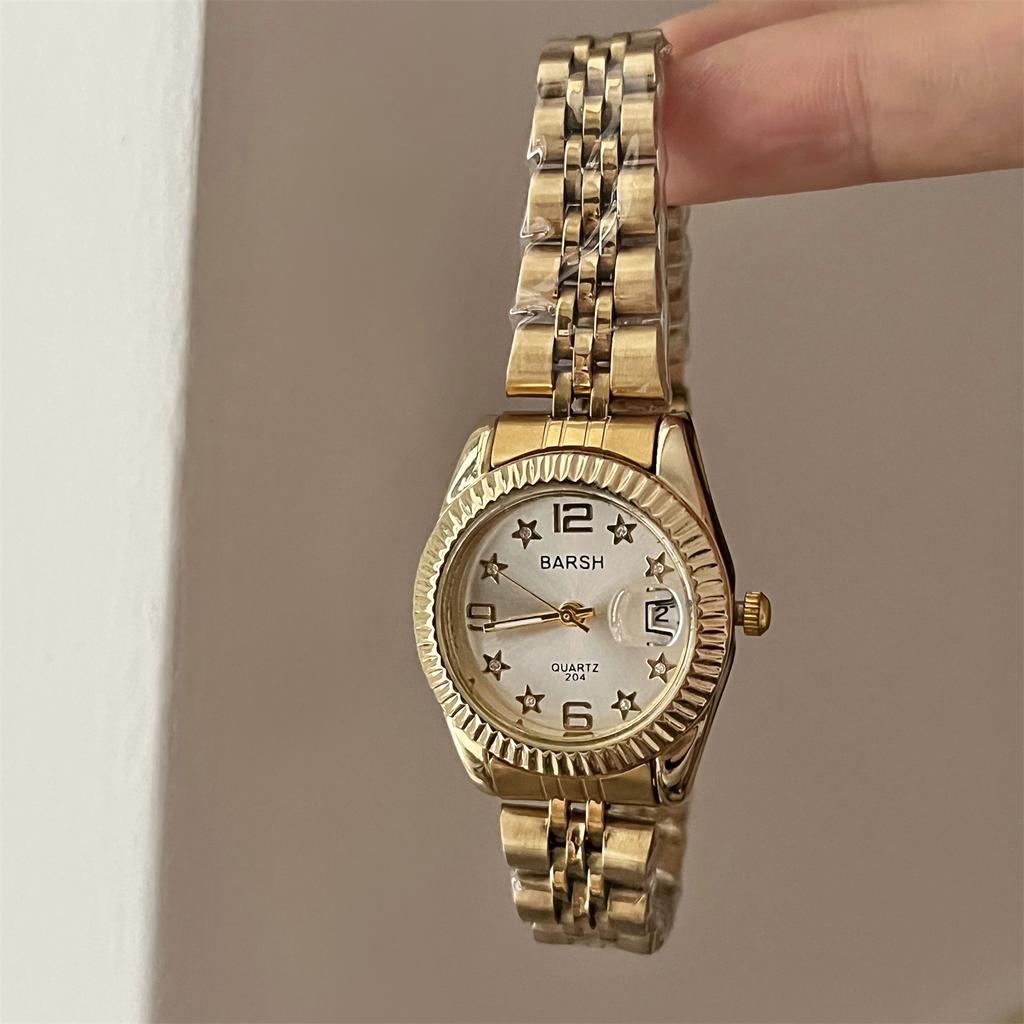 Drainage Pentagram Diamond Watch Women'S Calendar Steel Belt Retro Simple Temperament Women'S Quartz Watch