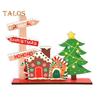 Christmas Table Sign Wooden Snowman Santa Reindeer Xmas Tree Ornaments Merry Christmas Decoration for Home Party DIY Decor