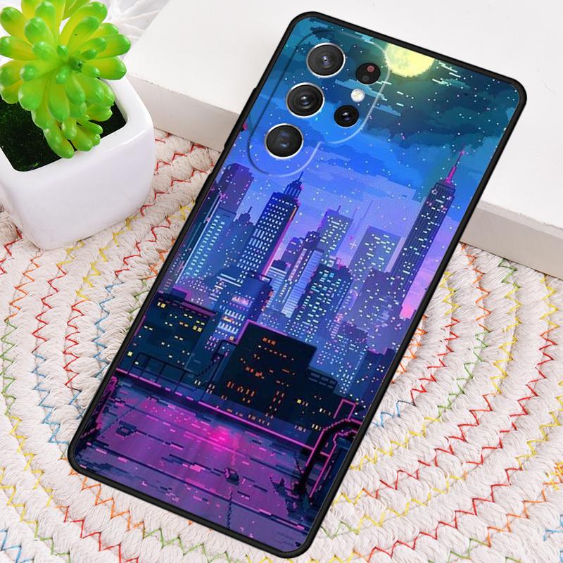City Pop Art At Night Phone Case for Samsung Galaxy note 10 pro S26 Ultra S23 S24 FE S25 S21 S22 PLUS shockproof Cove