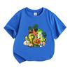 Kids Boys Girls 100% Cotton Crew Neck Short Sleeve T-Shirt Cute Game Plant Character Printed Casual Soft Breathable Tee for Children Daily Wear