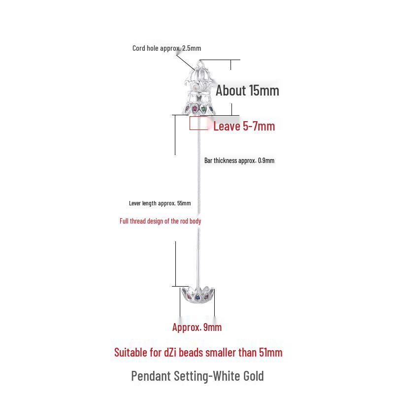 

Подвеска-кулон из стерлингового серебра 925 пробы с бусиной Дзи, вертикальная оправа с регулируемым винтом-пином