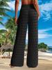 Womens Crochet Mesh Cover Up Pants High Waist Wide Leg Beach Trousers