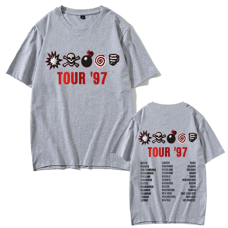 Rock Band Kmfdm Tour 97 Double Sided Printed Tshirt Male Fashion Oversized Tshirt Men Vintage Gothic Punk Streetwear