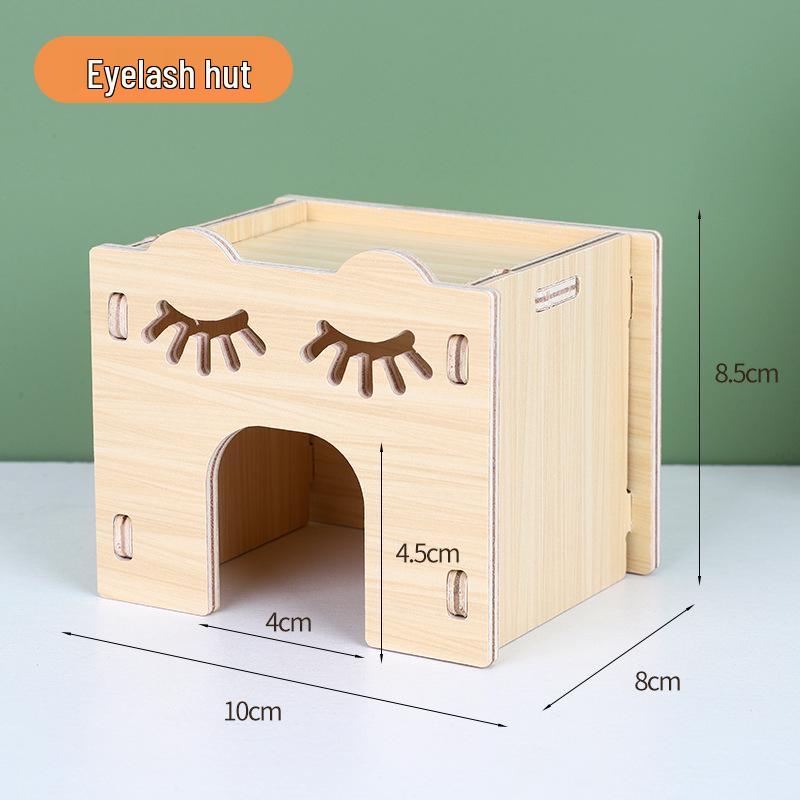 Solid Wood Hamster House with Stairs - Single or Double Layer Nest for Sleeping and Play