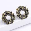 Sace Gems Ethnic Vintage Earrings Luxury Two Tone Stud Earring for Women Trendy Jewelry