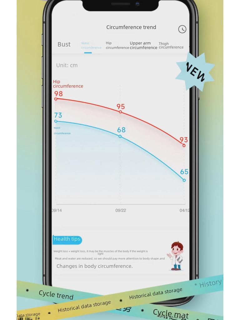 Yunkangbao Bluetooth Smart Leather Ruler for Height and Circumference Measurement
