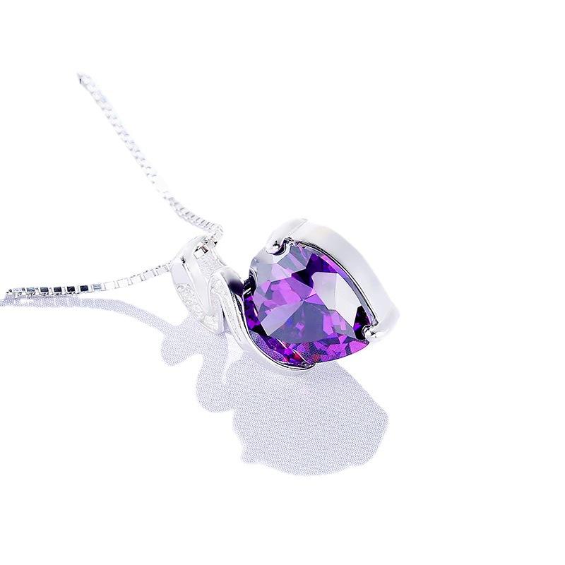 

Ожерелье из стерлингового серебра 925 пробы для женщин с аметистовым орнаментом, модные серебряные украшения 925