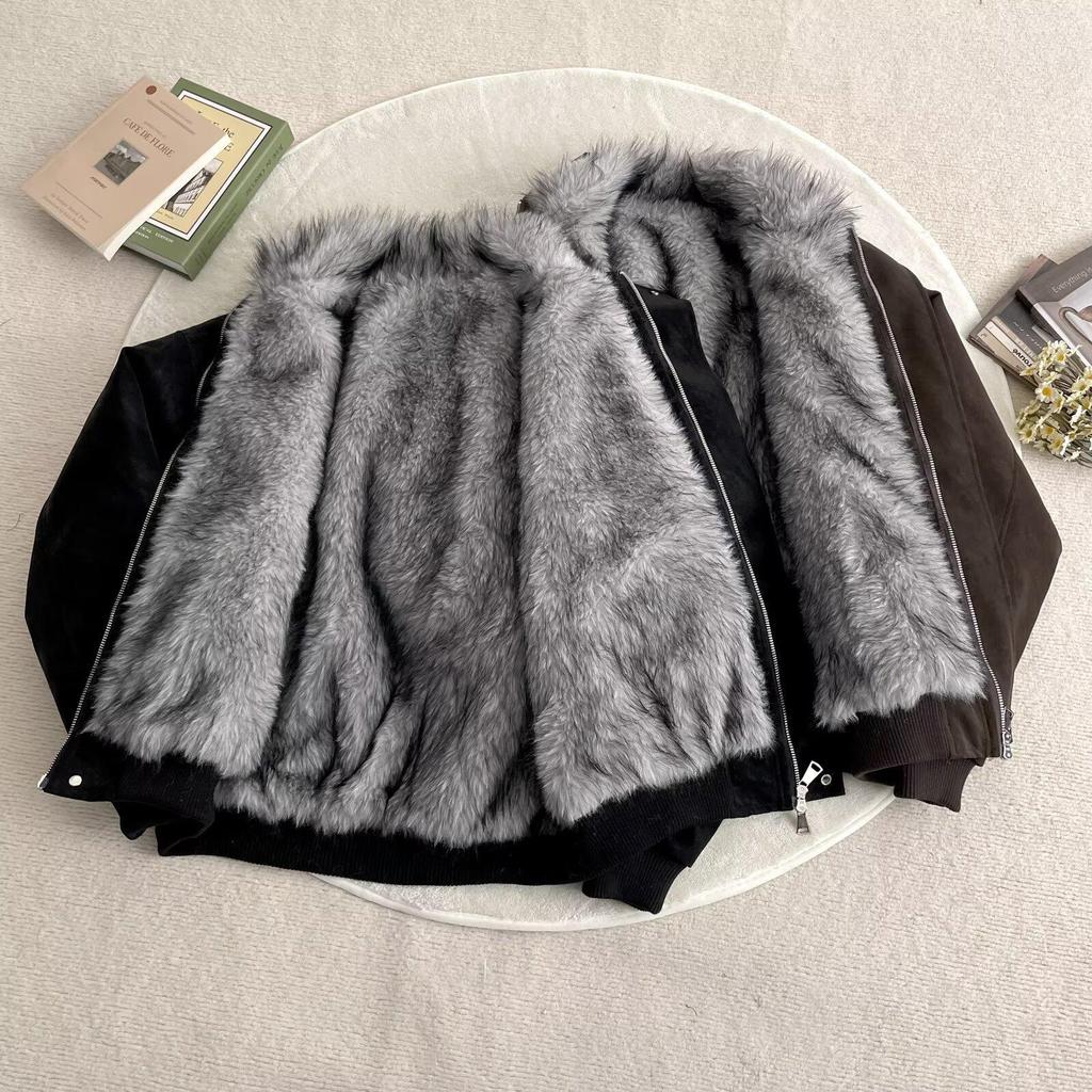 Unisex Punk Style High Collar Mountain Eagle Cotton Jacket - Winter Loose Fit with Fur Collar