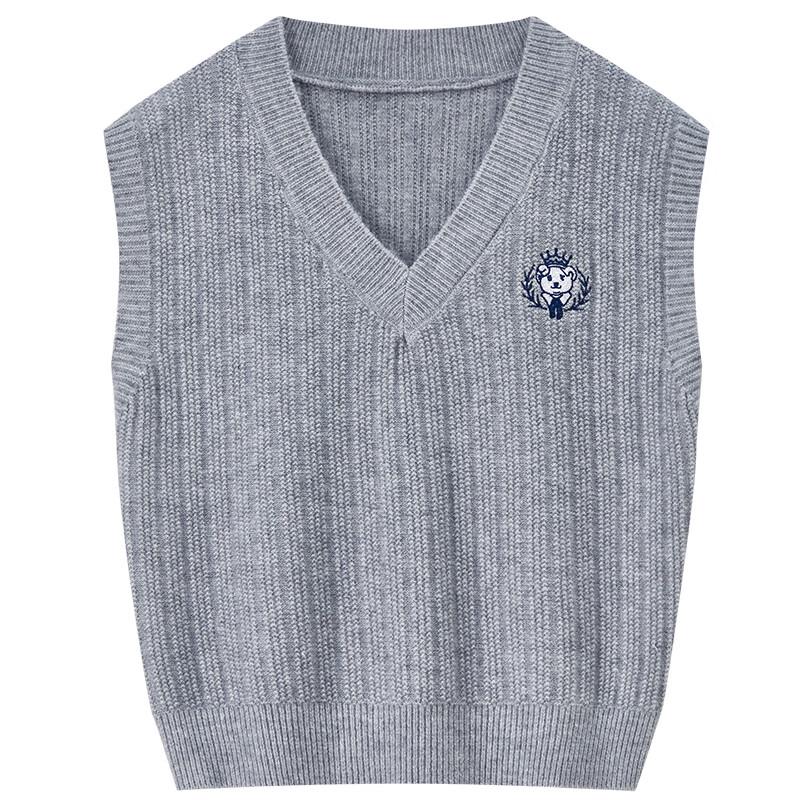 Dámská pletená vesta v kolejním stylu s barevnými bloky a výstřihem do V