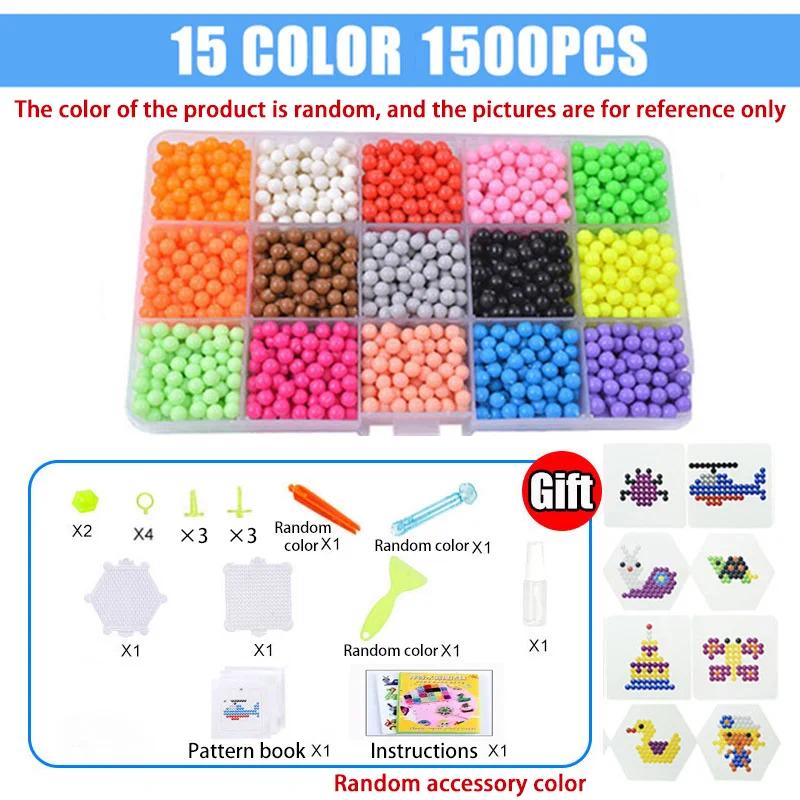 Diy Water Fuse Beads Toy No-Iron Sticky Art Craft Set 3D Pixel Art Bead Kit Water Sticky Beads Sensory Toy Educational Gift