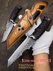 Dcenrun Super Premium 93 Layer Damascus Knife Sheath Knife Tsuchime Kurokato Knife Outdoor Camping Fishing [Grim Reaper/Shinigami II]
