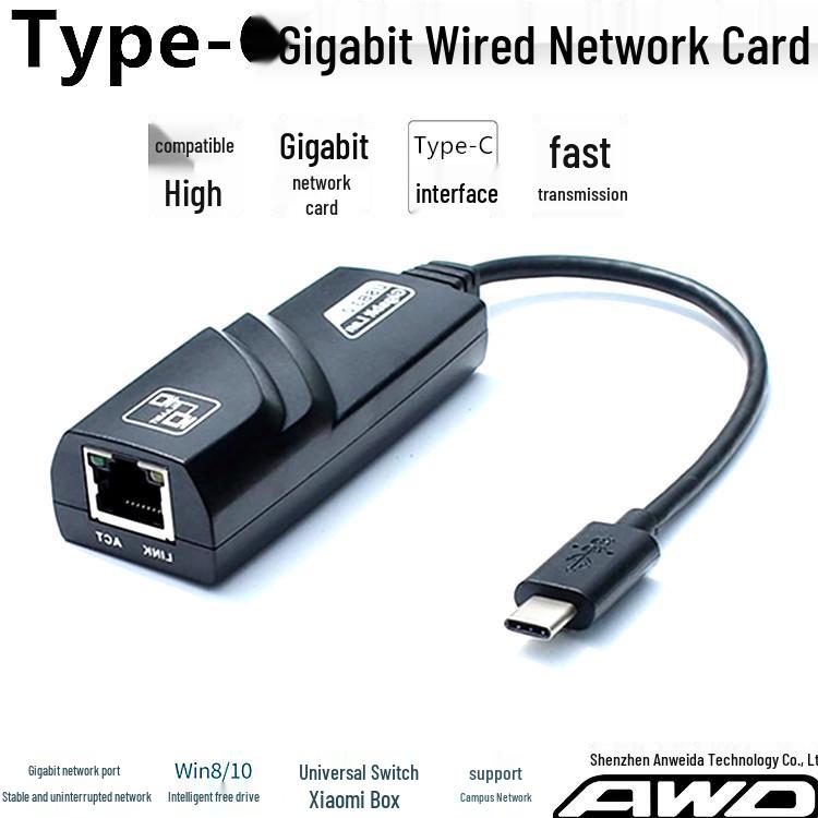 USB 3.0 Type-C to RJ45 Gigabit Network Adapter HUB (AX88179/TL8153)
