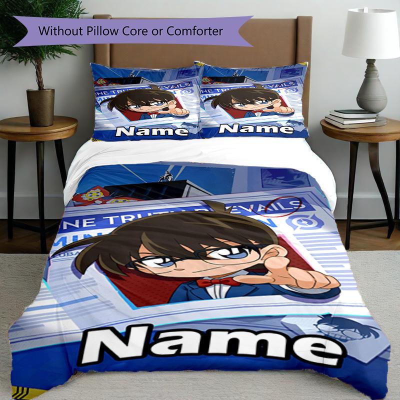 3pcs Duvet Cover Set (1*Duvet Cover + 2*Pillowcase, Without Core), Custom Name Anime Pattern Bedding Set, Home Bedroom Decor Gift