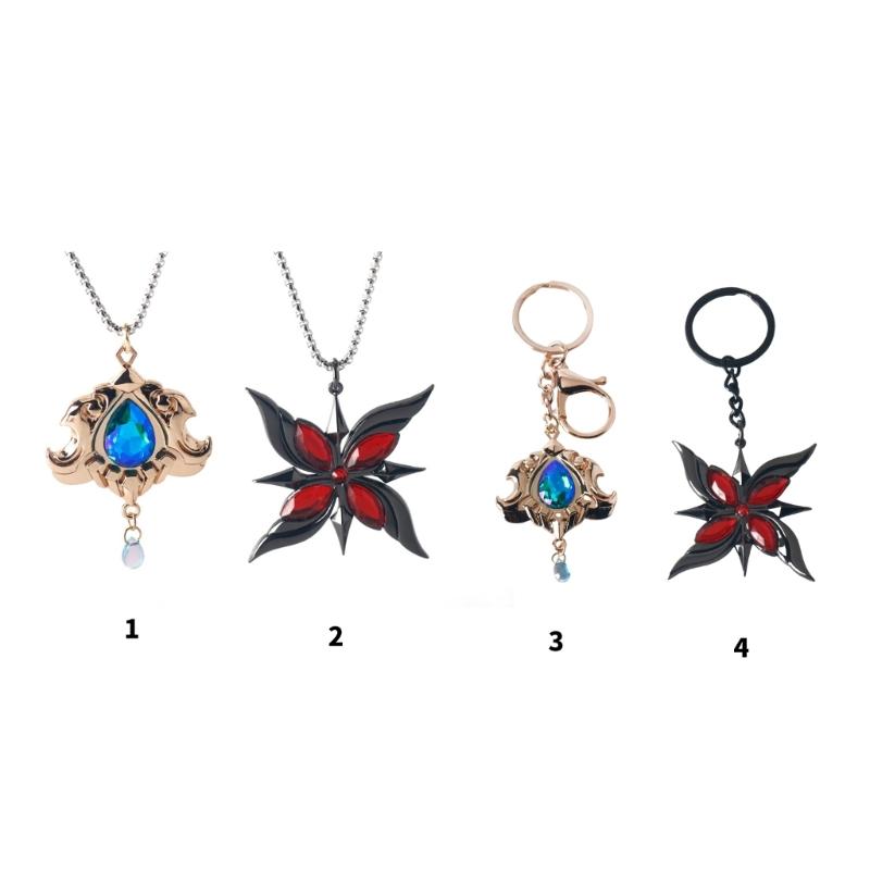 Fashionable Sturdy Alloy Necklace Keychain Inspire by Genshin Characters Decoration for Cosplay and Daily Wear