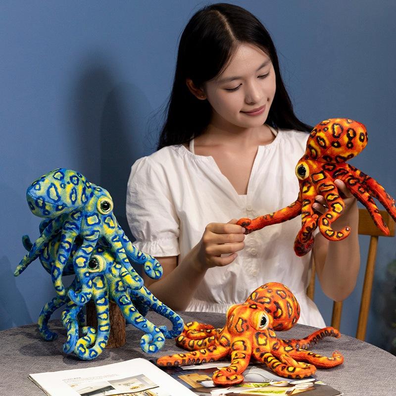 Bai Fen Bai Dolls And Toys Simulation Leopard Print Octopus Doll Plush Toy Marine Creature Octopus Squid Doll Children's Rag Doll
