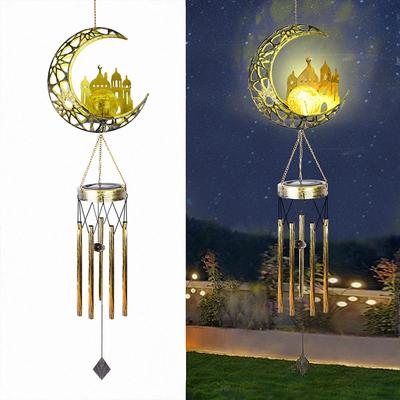Solar Moon Wind Chime Lamp European Iron Cut Outpendant Atmosphere Lamp Outdoor Waterproof Garden Decoration Garden Lamp