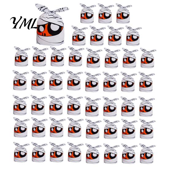 Clear Plastic Snack Pouches for Retail 48 Pcs Halloween Candy Bags, Kids Trick or Treat Goodie Cute Rabbit Portable Bags School Events Ear Small Gift