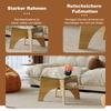 Modern Square Side Table Made of Safety Glass - 80 cm Side Length. Table Legs Made of MDF with Light Wood Veneer. Ideal for Dining Room, Living Room.