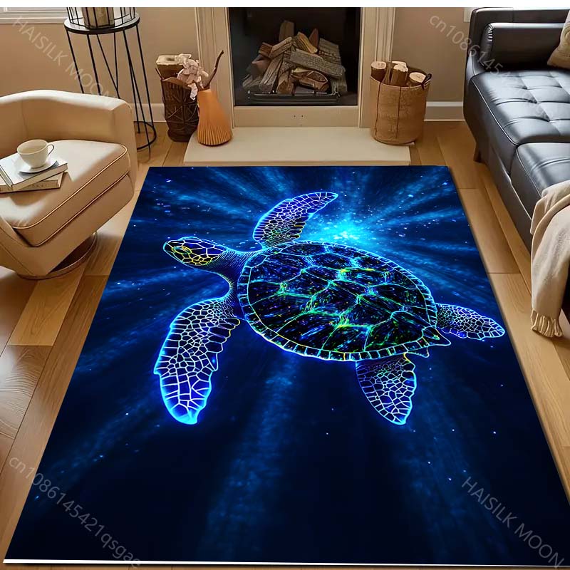 Fantasy Unterwasser Meeresschildkröten Druck Teppich für Schlafzimmer Wohnzimmer Bettseite Sofa Bodenmatte Moderne Heimdeko Bereichsteppich
