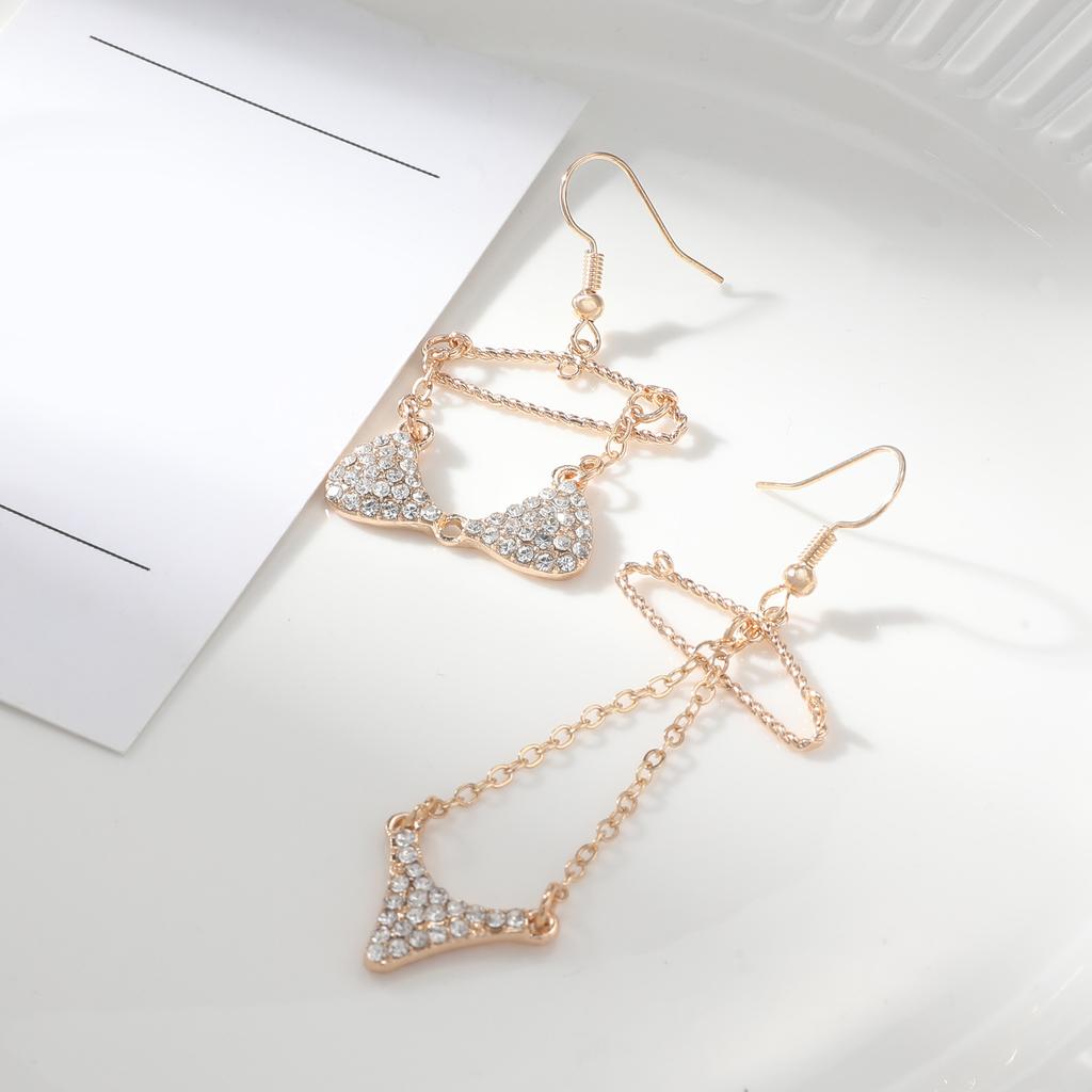 Creative Personality Punk Asymmetrical Earrings Zircon Bikini Earrings Women's Fashion Accessories
