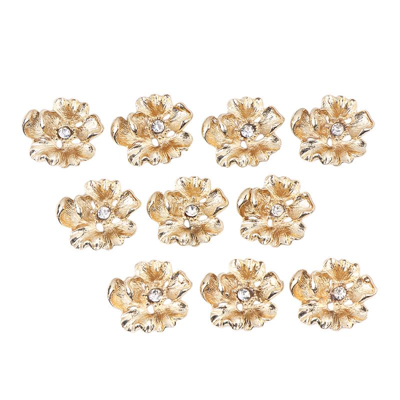 10Pcs Alloy Rhinestone Flower For Diy Jewelry Handmade Craft Making For Hairpin Clothing Bag Decor Accessories