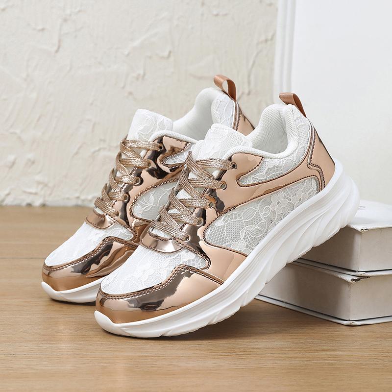 TUINANLE Women's Fashion Shoes: Shimmering Silver Styles, Dazzling Sneakers, and Trendy Casual Lace-up Sneakers