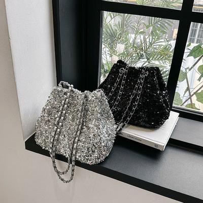 Premium Sense Exquisite Sequined Bucket Bag Women'S Foreign Style Chain Messenger Bag Versatile Shoulder Bag