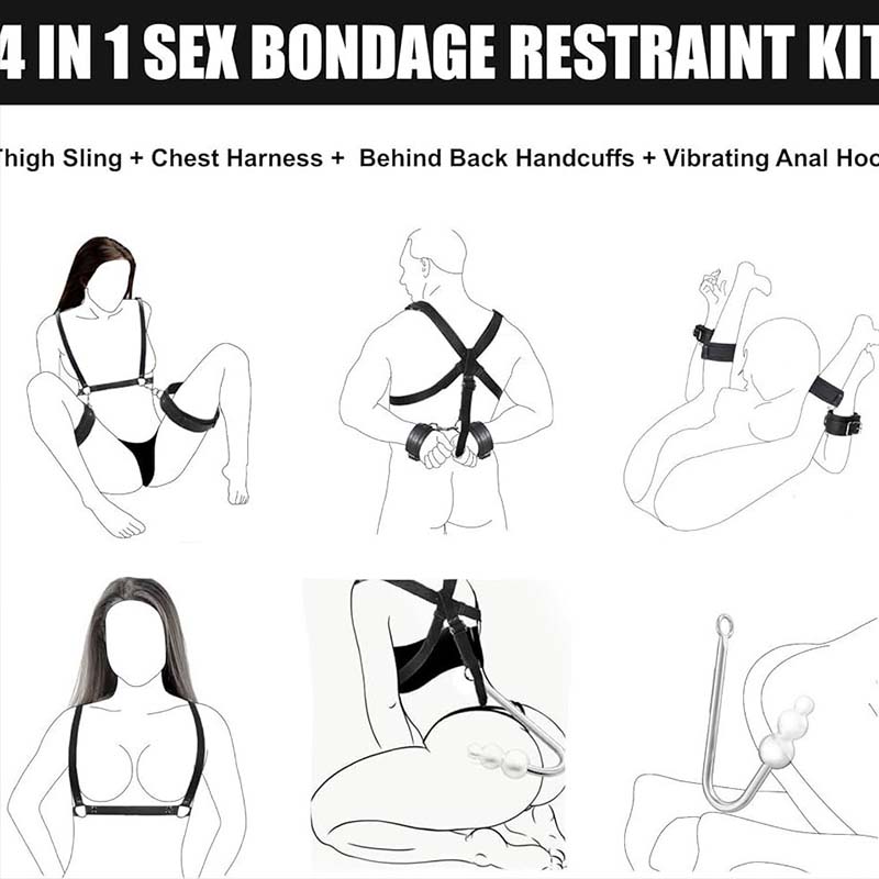 SM Adult Sex Toy Backhand Binding Apertural Plug Anal Hook Bondage Toys Bdsm Kit Slave Bondage Handcuff Couple Bundle Game 18+