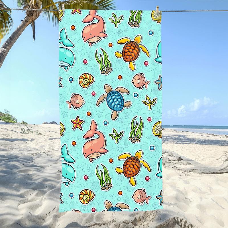 Fresh Sea Turtle Shell Beach Towel, Quick Drying Water Absorbing Beach Pool Towel