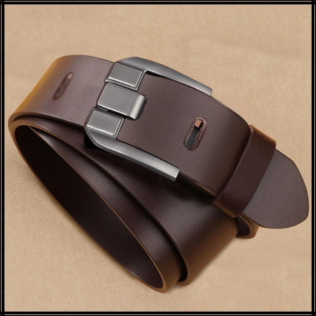 [White Fang] Belt, Pin Buckle, Genuine Leather, Business, Simple, Casual, Stylish, Trousers, Gift, Men's BTA388 (Black)