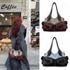 PU Women's Shoulder Bag with Denim Patchwork Armpit Handbag Fashion Crossbody Bag  Casual Outing