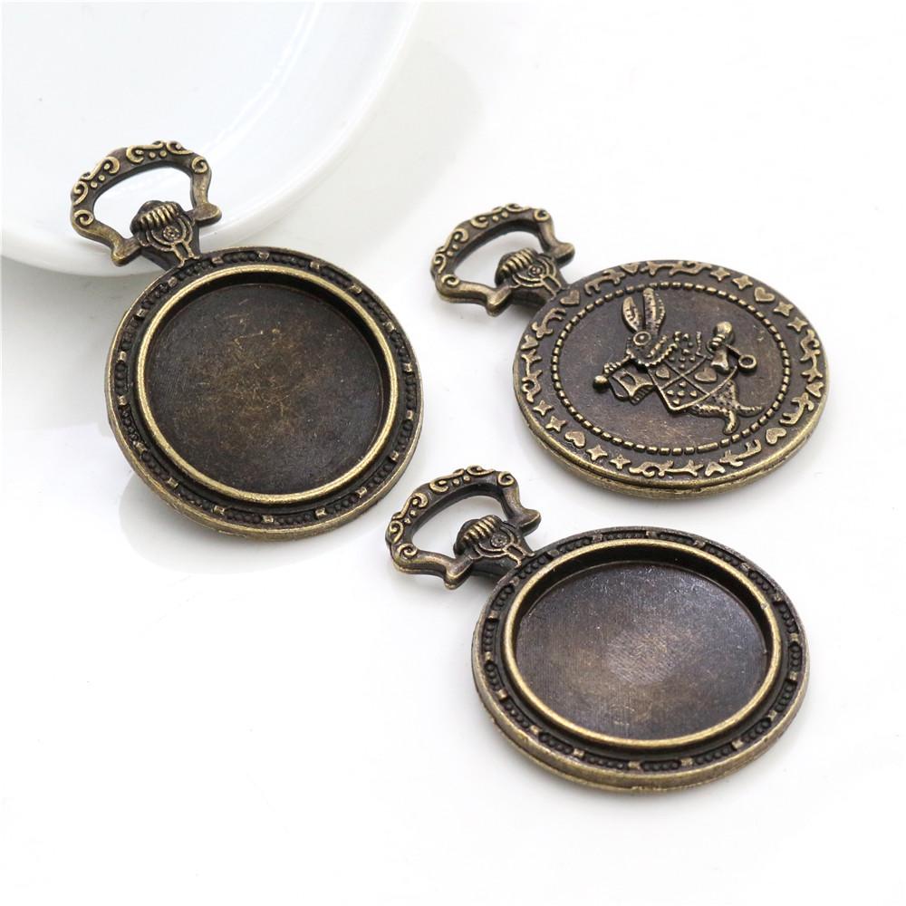 5pcs 20mm Inner Size Antique Silver Plated And Bronze Fashion Classic Style Cabochon Base Setting Charms Pendant