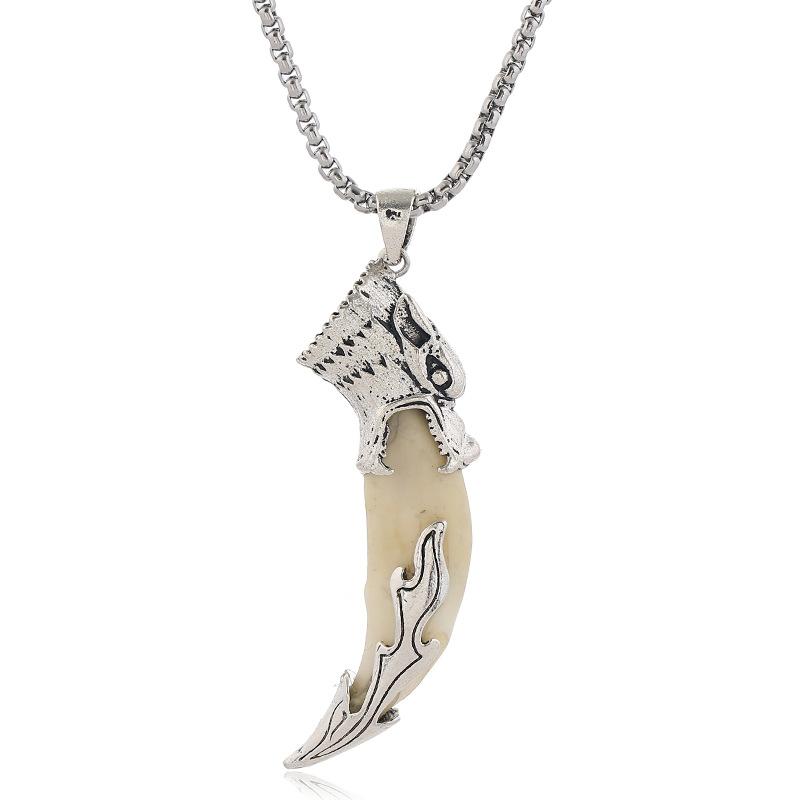 Wolf Tooth Pendant Necklace - Men's and Women's Stainless Steel Pendant Necklace Decorative Jewelry