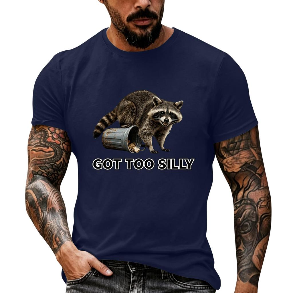 Men's Funny Animal Saying Print Vintage T-Shirt, Loose Breathable Summer Casual Top