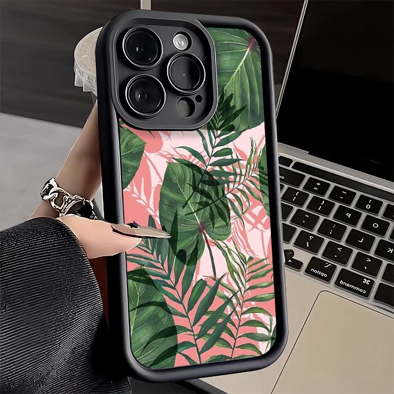 Phone Case for iPhone 17 Air 16E 15 16 Pro Max Summer Plants Green Leaf Cover 14 Plus 13 12 Mini Soft Shell Silicone Fundas