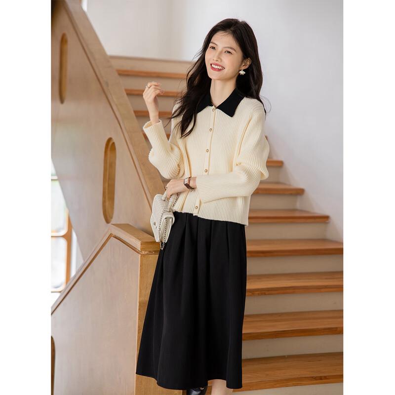 ITISF4 Elegant Knit Cardigan & Skirt Two-Piece Set